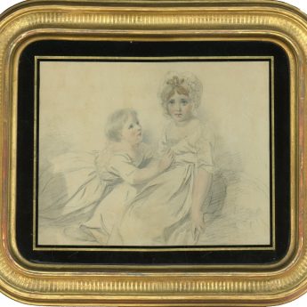 Watercolour and pencil portrait of Sarah and Mary Smirke by their father