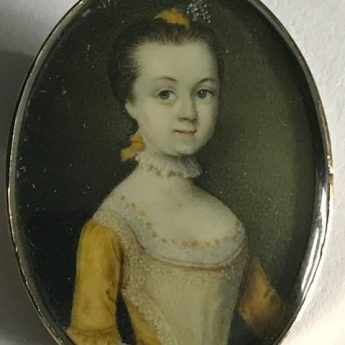 Miniature portrait of a girl in a yellow silk dress by A. B. Lens