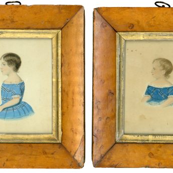 A pair of watercolour portraits of children