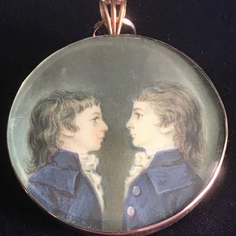 French portrait miniature of two boys