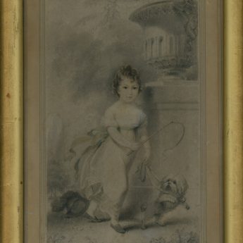 Circle of Edridge, portrait of a child and a dog