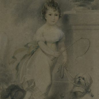 Circle of Edridge, portrait of a child and a dog