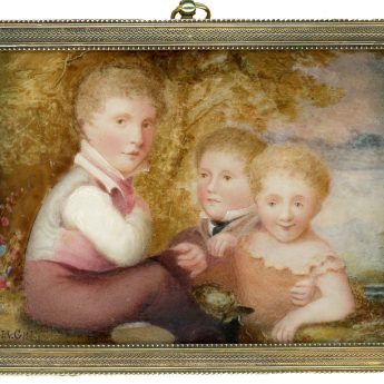 J.A. Gibbs, signed miniature of children