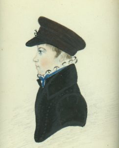 Small watercolour profile of James Hill as a boy