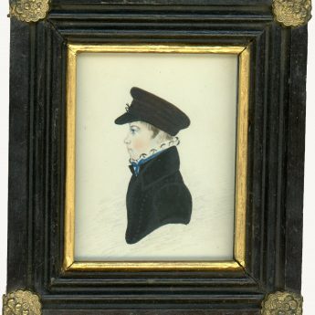 Small watercolour profile of James Hill as a boy