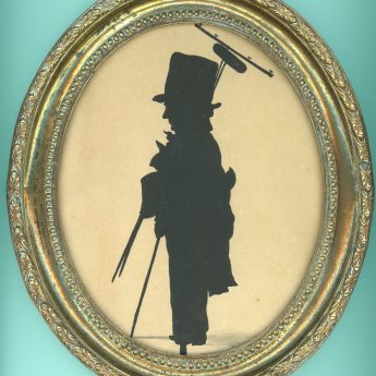 Painted silhouette of Billy Bain, a bill sticker from Edinburgh