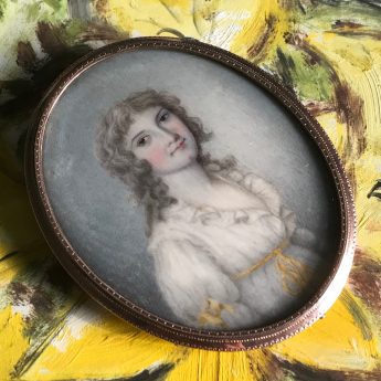 Miniature portrait of young lady by Hobday