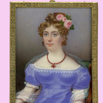 Miniature portrait of a young lady by William Hudson, dated 1823