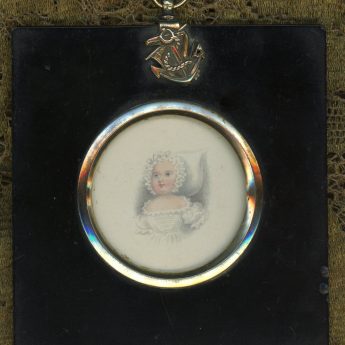 Miniature watercolour portrait of a baby