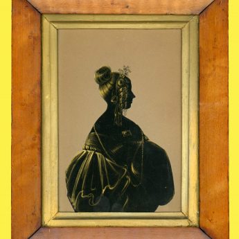 Cut and gilded silhouette of a lady by Hubard Gallery