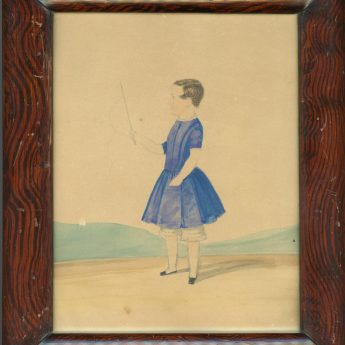 Naive portrait of a boy with a whip