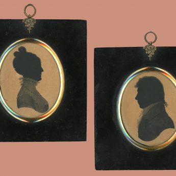 A pair of painted silhouettes dated 1807