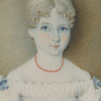 Miniature portrait of a child in a white dress