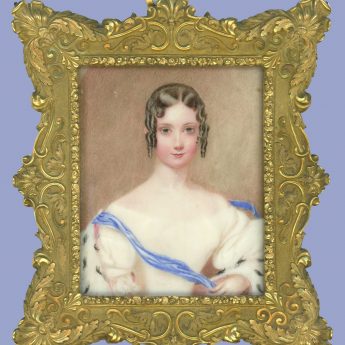 Miniature portrait of a young lady in an ermine wrap