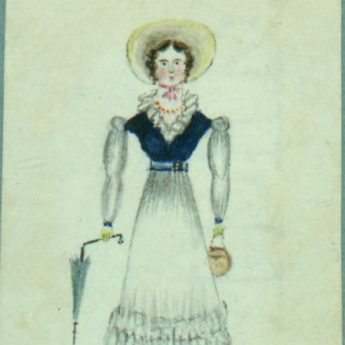 Quirky watercolour portrait dated 1823