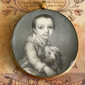Richard Cosway, miniature portrait of a child and a dog