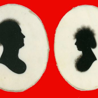 George Bruce, a rare pair of miniature silhouettes in travelling cases