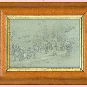 Pencil drawing with bodycolour dated 1851