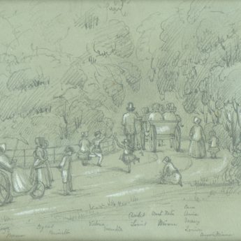 Pencil drawing with bodycolour dated 1851