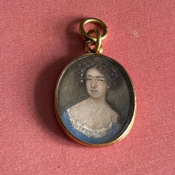 Miniature portrait on vellum of Queen Anne as a 14 year old princess