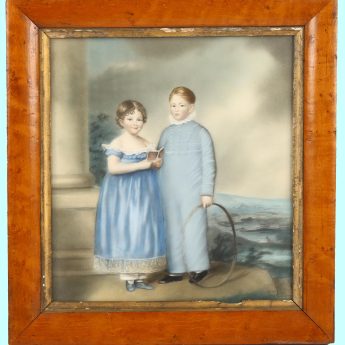 Ellen Sharples, pastel portrait of two children, named