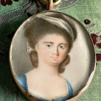 Miniature portrait of a Georgian lady in a blue dress