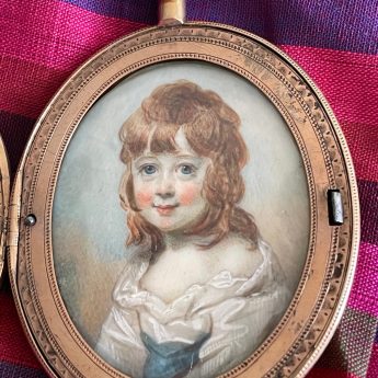 Horace Hone, a pair of miniature portraits of children within a fausse montre double frame