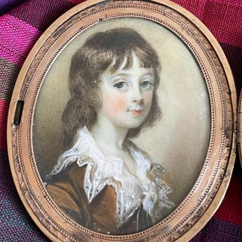 Horace Hone, a pair of miniature portraits of children within a fausse montre double frame