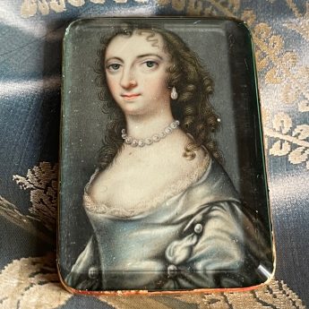 Early miniature portrait of a lady after an old master portrait