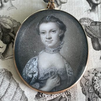 Miniature portrait of a lady in monochrome