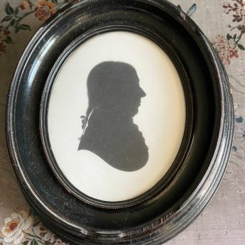 John Miers, silhouette of a gentleman painted on plaster
