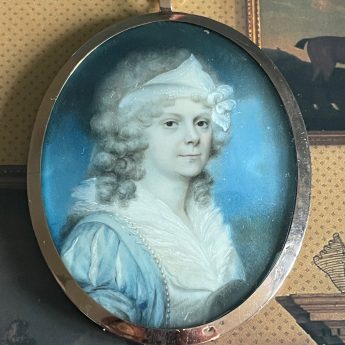 Moses Griffith attrib., miniature portrait of a lady circa 1785