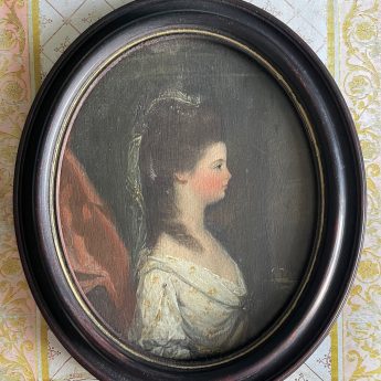Small oil portrait attributed to John Downman of a named lady