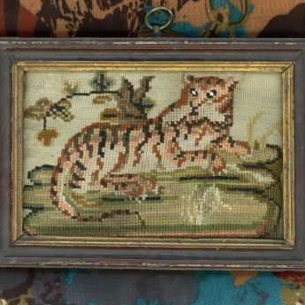 Needlework picture of a lion