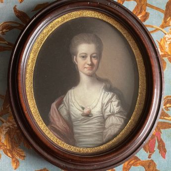 18th century miniature portrait of a lady, oil on copper