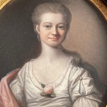 18th century miniature portrait of a lady, oil on copper