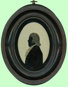 Silhouette painted on glass by B. Hunt
