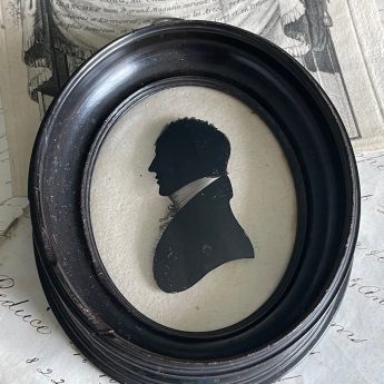 William Rought, silhouette reverse painted on glass