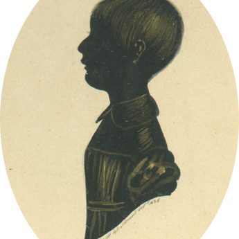 Mrs Edward Smyth, cut and bronzed silhouette of a child