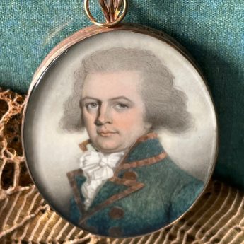 John Barry, miniature portrait of a gentleman in green and gold