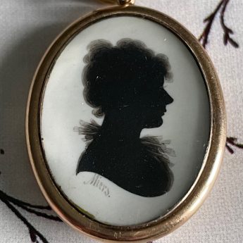 John Miers, painted silhouette of a lady in a pendant setting