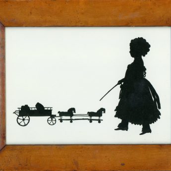 Cut silhouette of a child with a toy by August Edouart