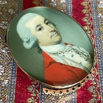 Richard Crosse, miniature portrait of a gentleman in a striking red coat