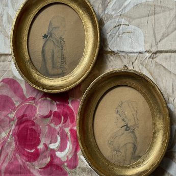 Pair of pencil portrait of George & Sarah Drayton of Gloucester