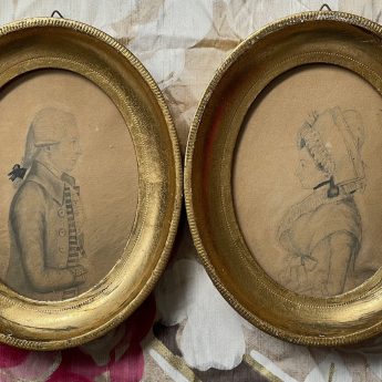 Pair of pencil portrait of George & Sarah Drayton of Gloucester