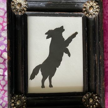 Augustin Edouart, cut silhouette of a dog rescued from his scrapbook