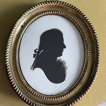 John Miers, silhouette painted on plaster with trade label no. 6