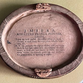 John Miers, silhouette painted on plaster with trade label no. 6