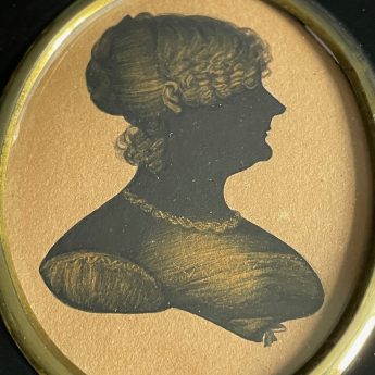 George Atkinson, painted and gilded silhouette of a named lady