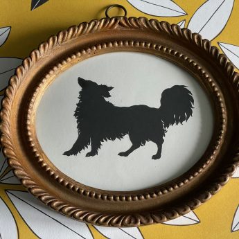 Augustin Edouart, cut silhouette of a dog with a bushy tail